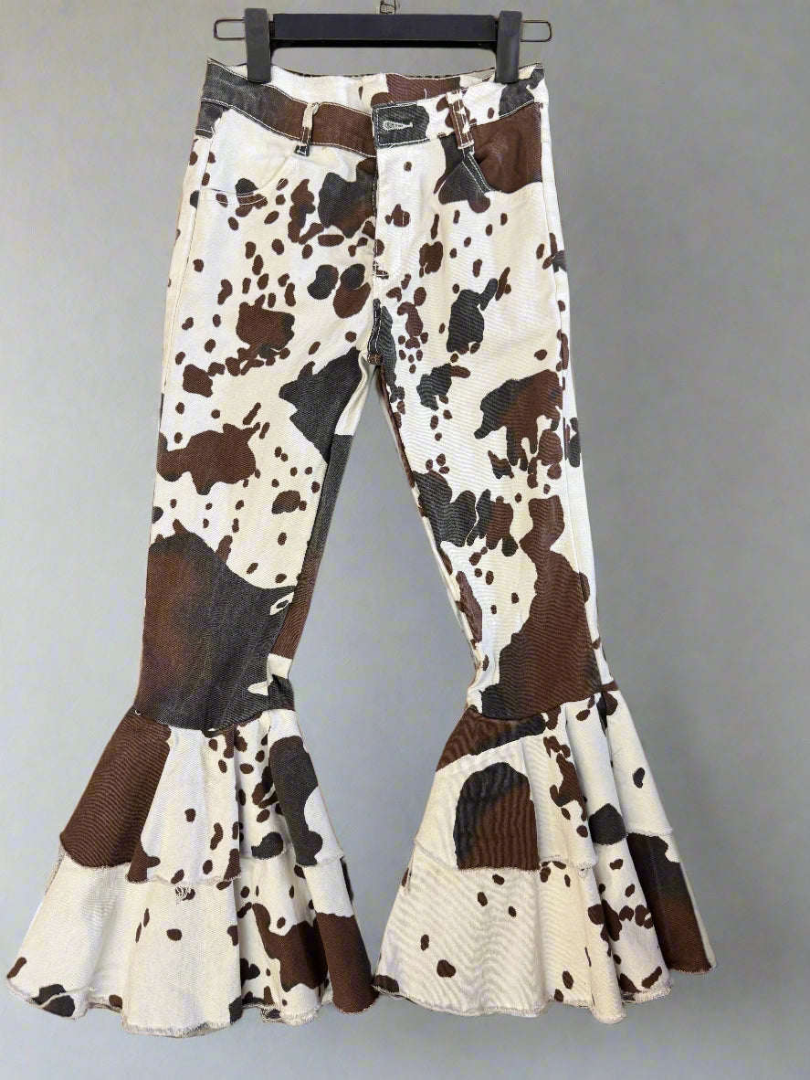 Cowprint Jean Bellbottoms